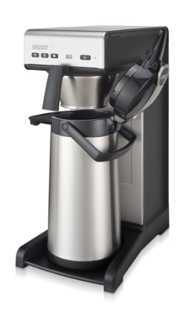Bravilor Bonamat THa Kaffeemaschine mit Isolier Thermo Pumpkanne in der Farbe Edelstahl/Schwarz.