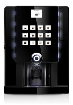 La Reah Kaffeevollaumat in Schwarz mit Screen-Display.
