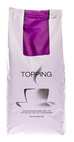 Ein Folienbeutel mit Topping als Trockenmilch.